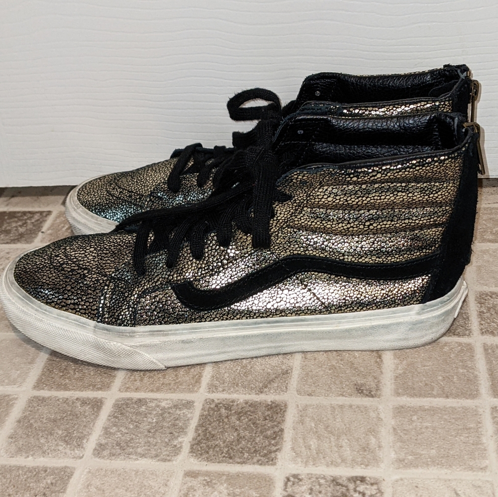 Vans Metallic Black & Gold High-Top Sneakers